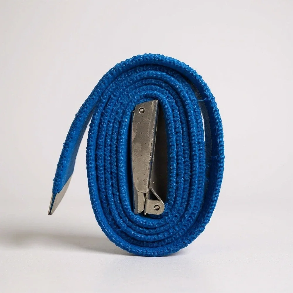 Nike Web Belt Blue Canvas Adjustable Silver Buckle Mens Casual Golf